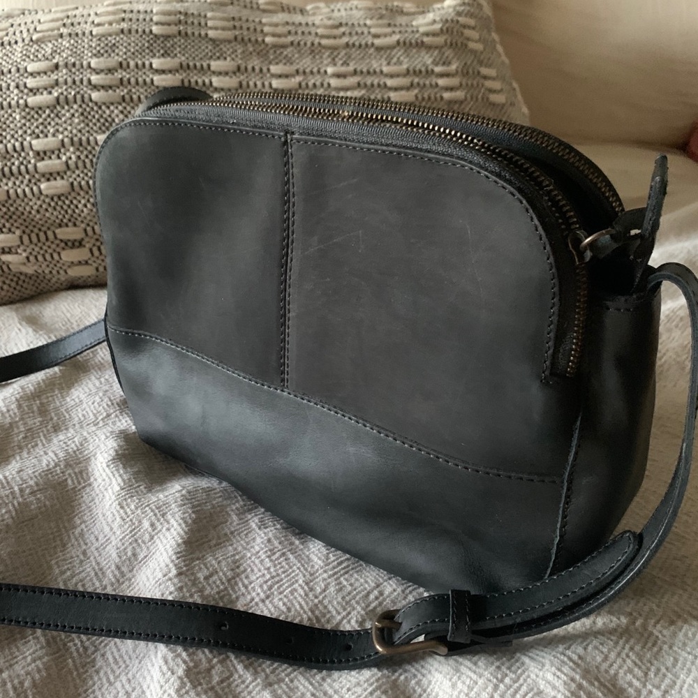 ABLE black leather crossbody purse